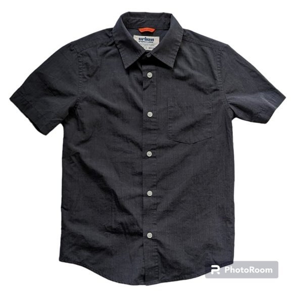 2 Urban Pipeline Max Boys Button Sh Sleeve Shirts New Black Gray Virdian Green M - Picture 3 of 10